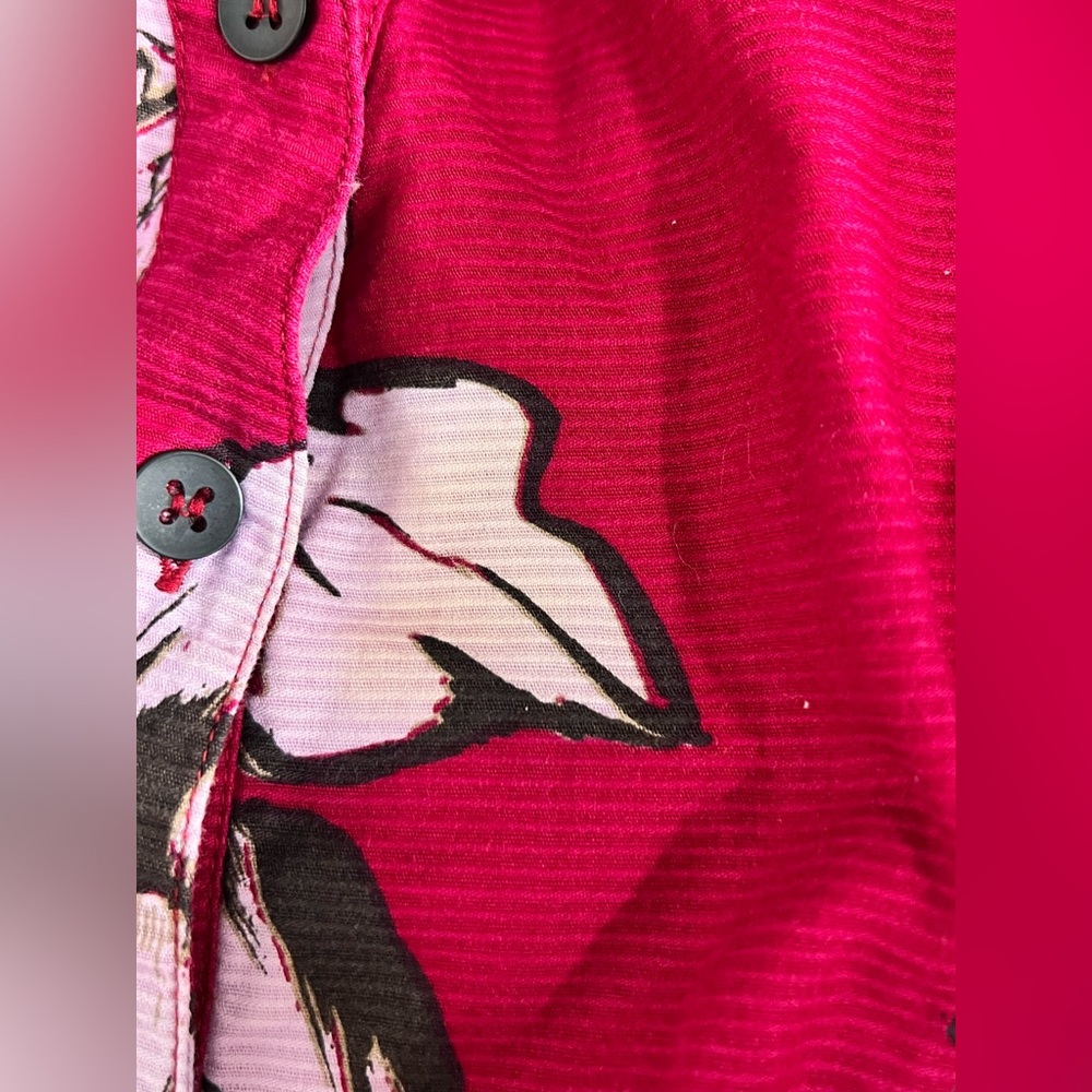 Anthropologie Maeve Floral Dagmar Red Pink/White Floral Shirt Dress Size 8 - Picture 11 of 12